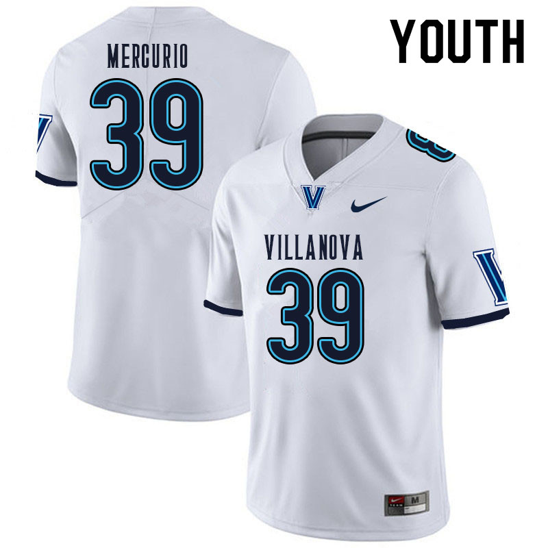 Youth #39 Matthew Mercurio Villanova Wildcats College Football Jerseys Sale-White - Click Image to Close